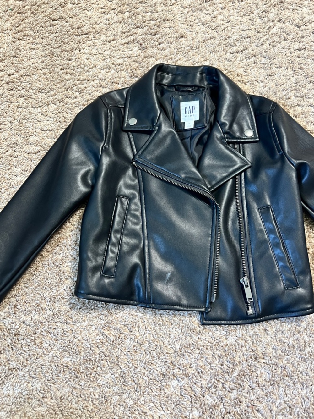GAP Black Faux Leather Moto Jacket for Kids